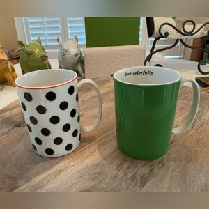 Two KATE SPADE Live Colorfully and Black polkadot Mugs both for $25